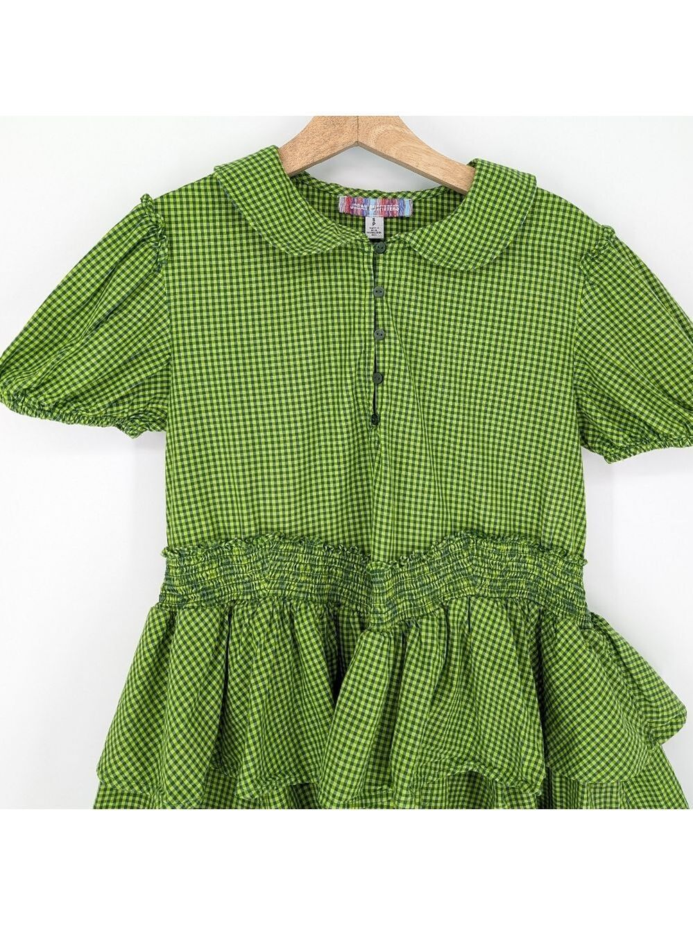 Urban Outfitters Claire Babydoll Mini Dress 100% Cotton green Small - Picture 4 of 8